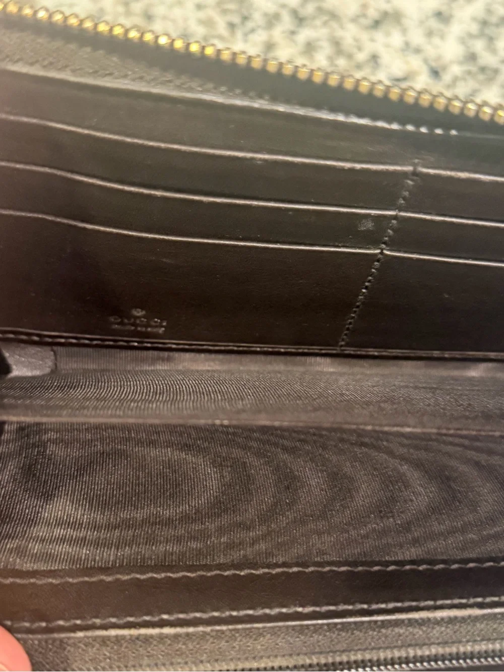 Gucci Brown GG Canvas and Dark Brown Leather Zip Wallet - Picture 4 of 6